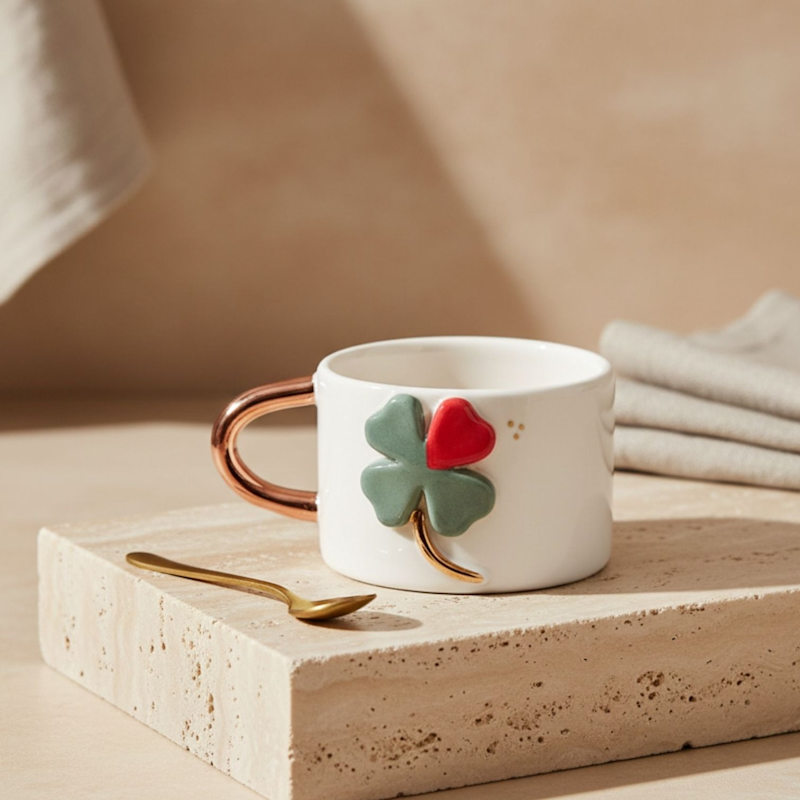 Thumbnail of Lucky Clover Handmade Ceramic Mug image