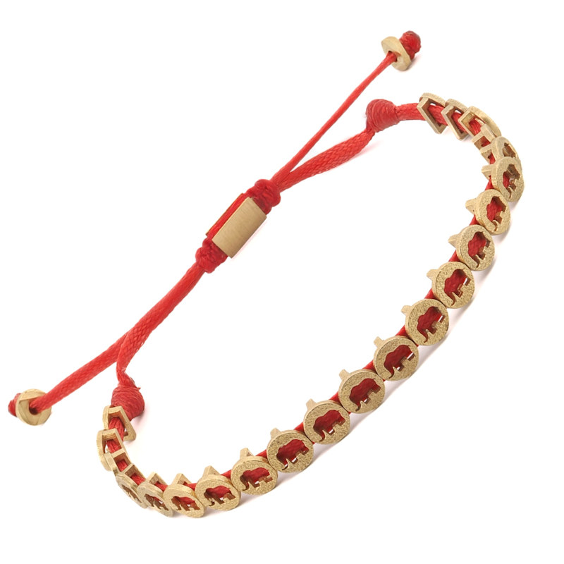 Thumbnail of Lucky Elephant Red Woven Unisex String Bracelet - Red image