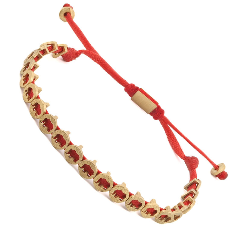 Thumbnail of Lucky Elephant Red Woven Unisex String Bracelet - Red image