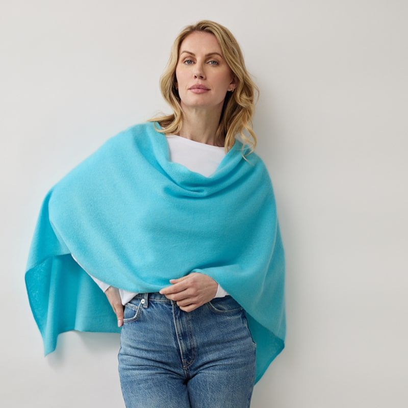 Thumbnail of Lucy Aqua Multi Way Cashmere Wrap image
