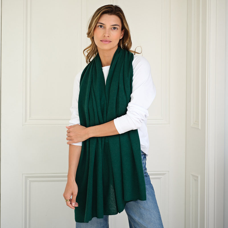 Thumbnail of Lucy Forest Green Multi Way Cashmere Wrap image