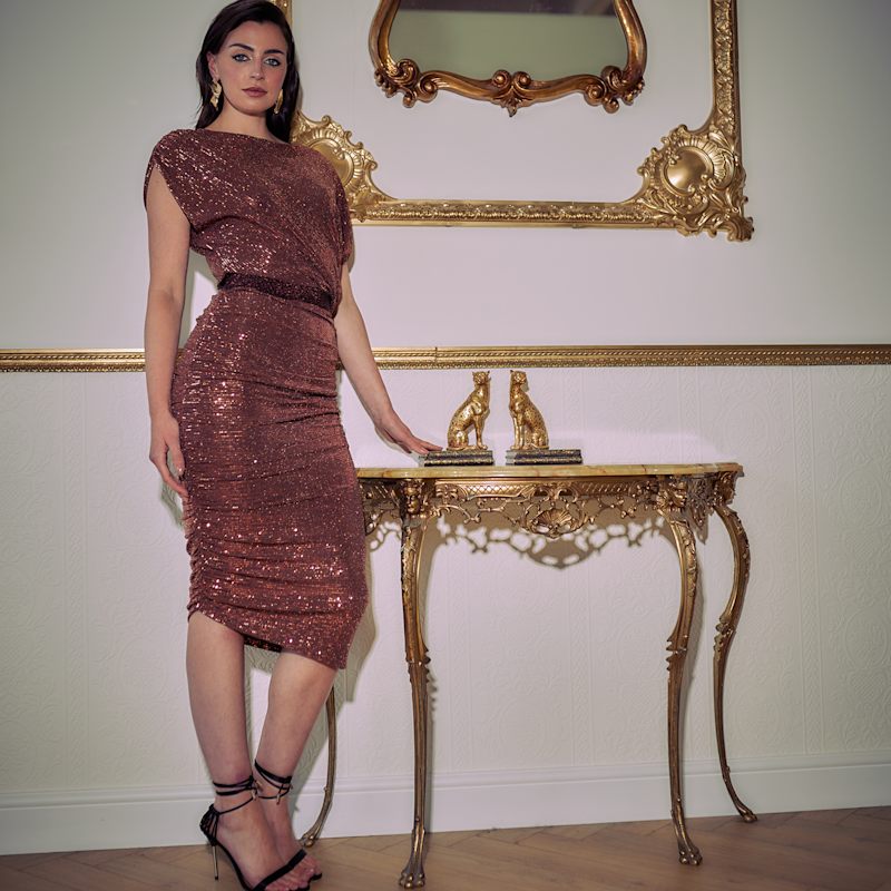 chinese dress ladies Sequin Wrap Midi Dress main image 0