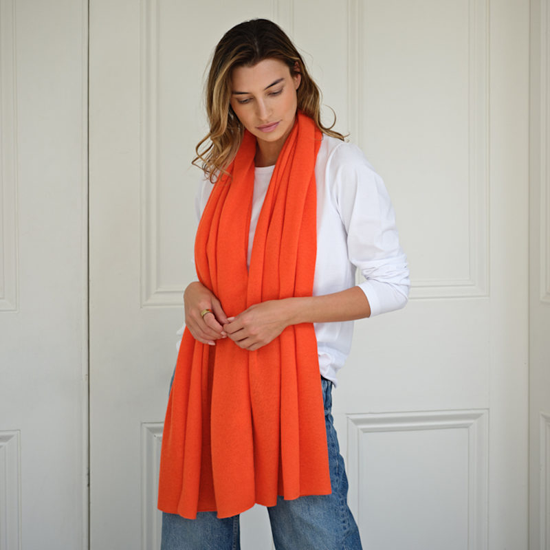 Thumbnail of Lucy Aperol Orange Multi Way Cashmere Wrap image