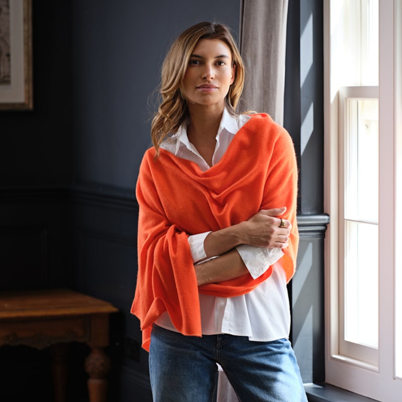 Thumbnail of Lucy Aperol Orange Multi Way Cashmere Wrap image