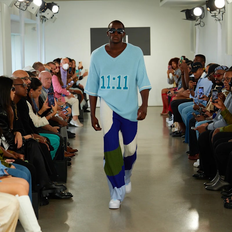 Thumbnail of Luka Pants - Ocean Print Oversized Blue Pant image