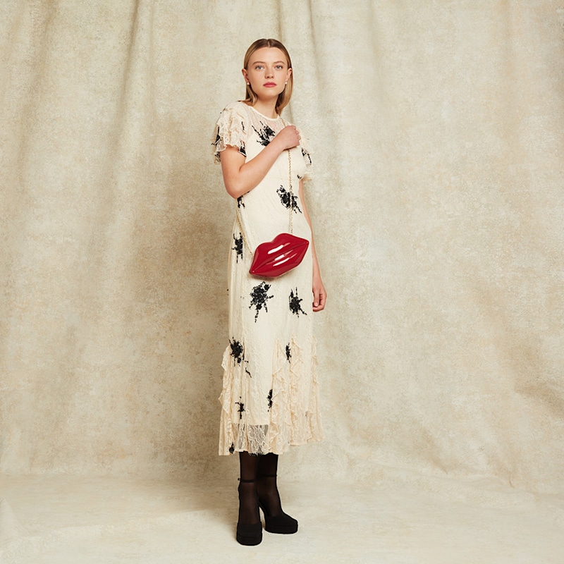 Thumbnail of Lulu Red Lips Medium Clutch Bag image