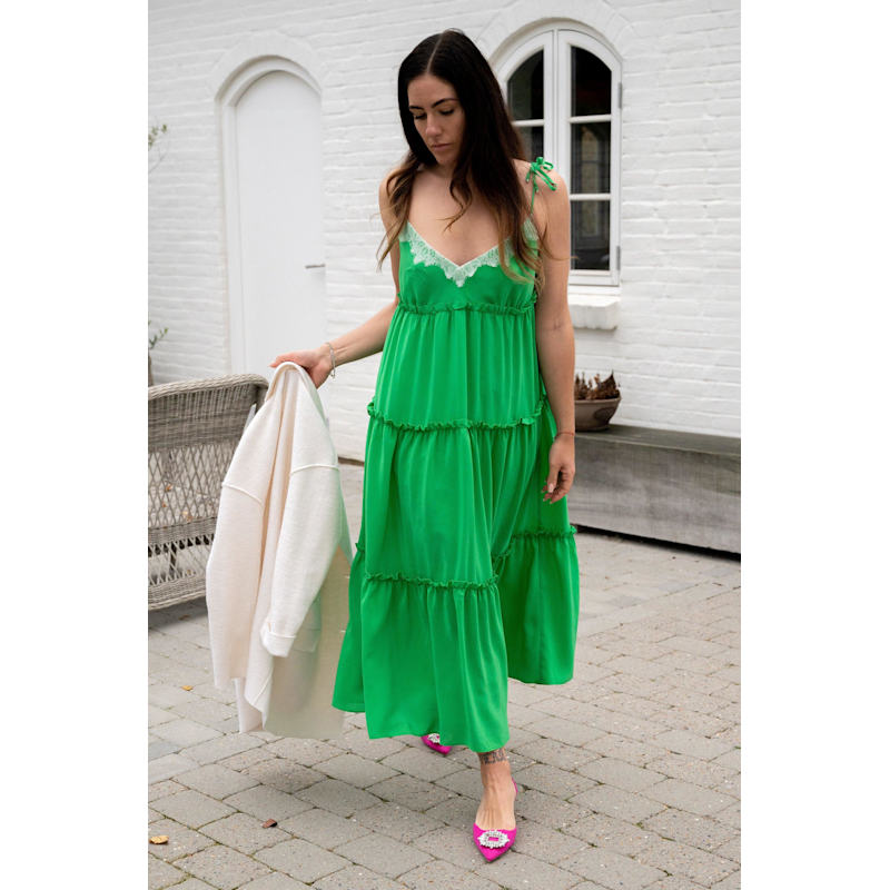 Thumbnail of Lulu Silk Dress, Color Emerald Green image