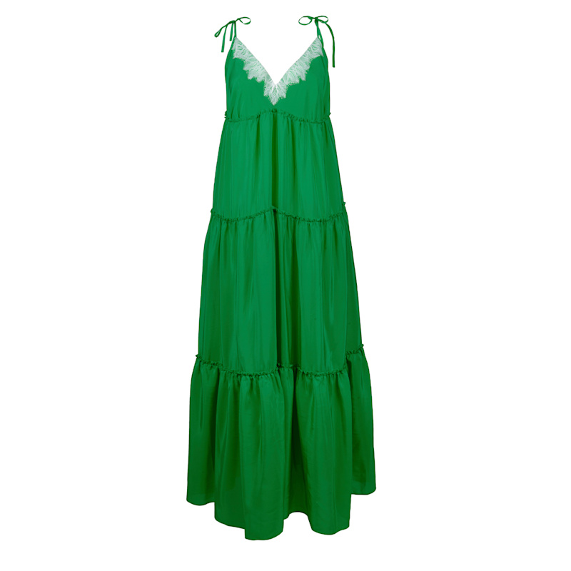 Thumbnail of Lulu Silk Dress, Color Emerald Green image