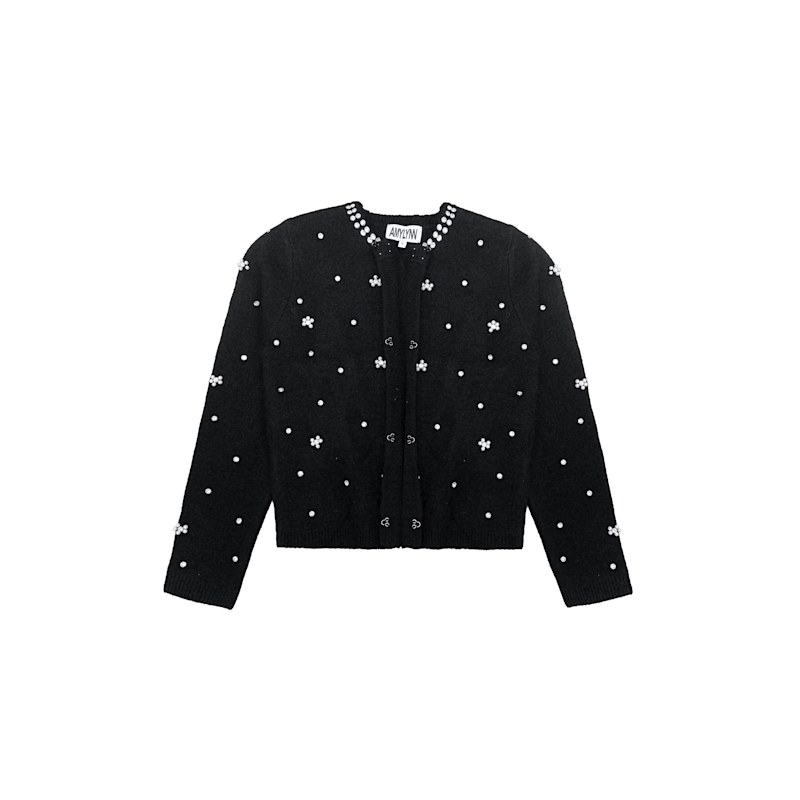 Thumbnail of Luna Black Embellished Knitted Cardigan image