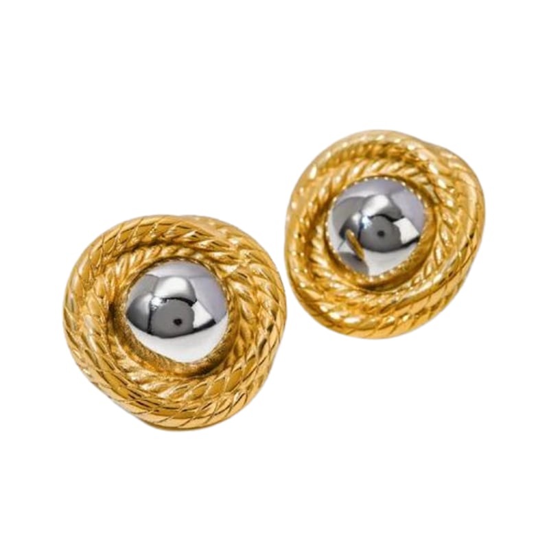Thumbnail of Two-Tone Rope Round Vintage Earrings image