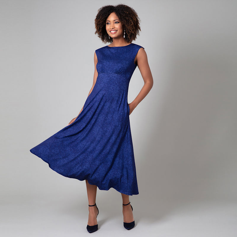 Women's Luna Midi Dress With Pockets In Midnight Eclipse Blue | Xxs/Xs | Alie Street London