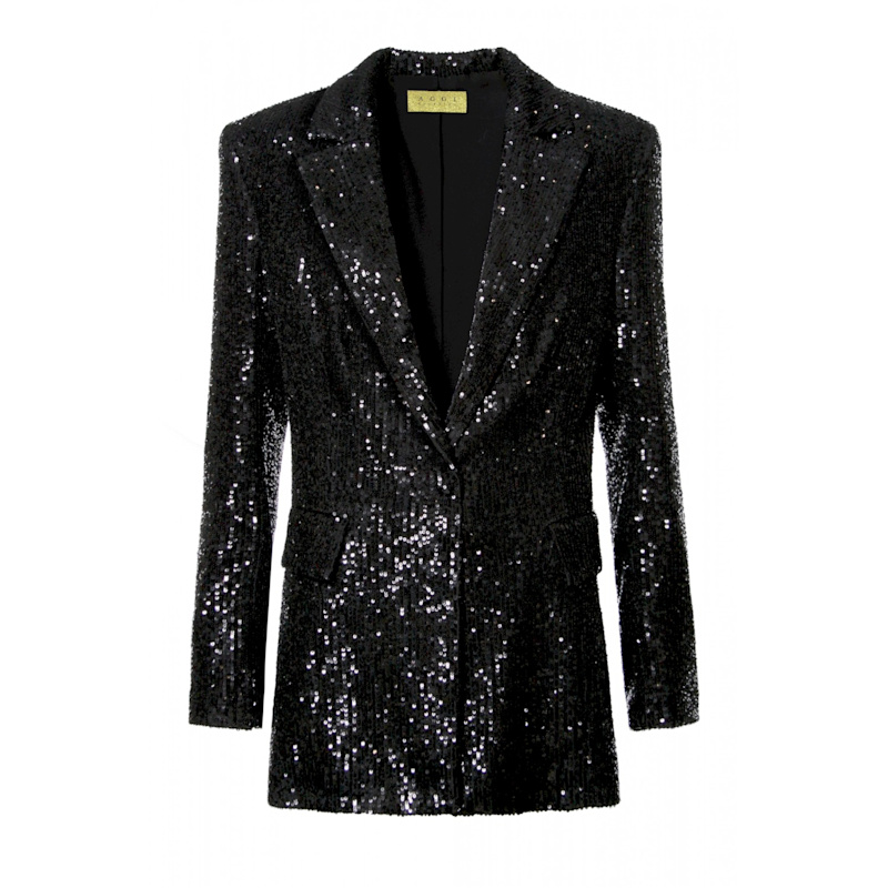 Thumbnail of Luna Obsidian Black Sequined Blazer image