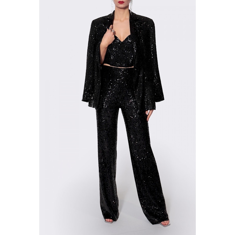 Thumbnail of Luna Obsidian Black Sequined Blazer image