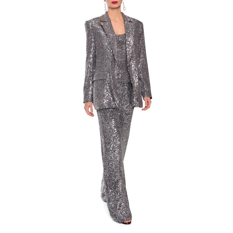 Top Holiday Party Pant Suits Tank Sequin Top With Blazer Womens