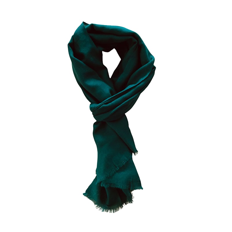 Thumbnail of Luxe Emerald Green Handwoven Wool Silk Scarf image