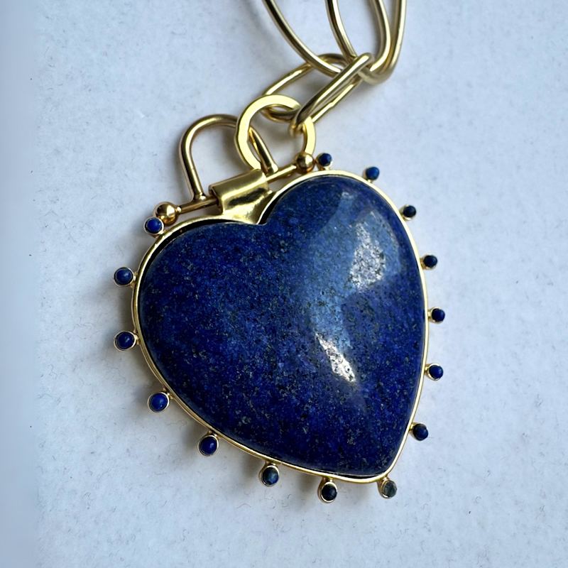 Thumbnail of Lapis Lazuli Heart Pendant Necklace | Gold Gemstone Necklace image
