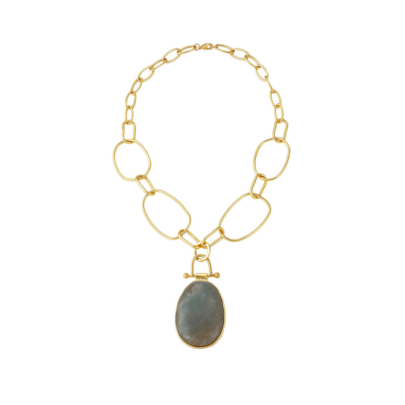 Thumbnail of Luxe Oval Labradorite Pendant Chain Necklace image