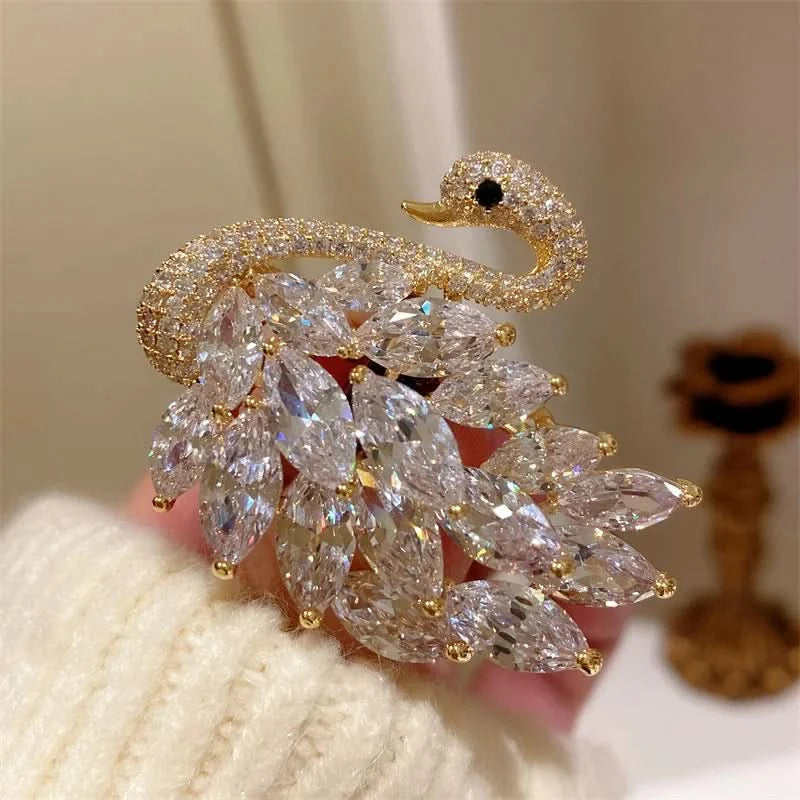 Thumbnail of Luxury Diamond Swan Brooch - Silver image