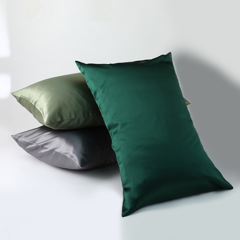 Thumbnail of Luxury Pure Mulberry Silk Pillowcase | Drape Collection Greens In Sage Green image
