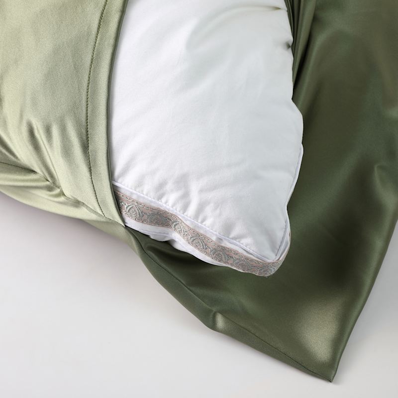 Thumbnail of Luxury Pure Mulberry Silk Pillowcase | Drape Collection Greens In Sage Green image