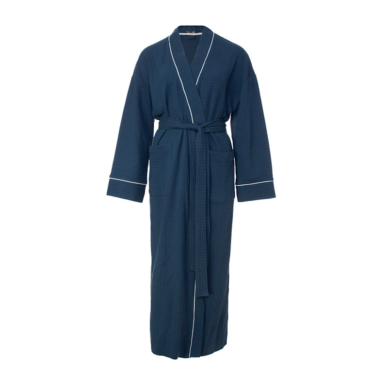 blue waffle dressing gown Blue Flower Waffle Dressing Gown main image 0