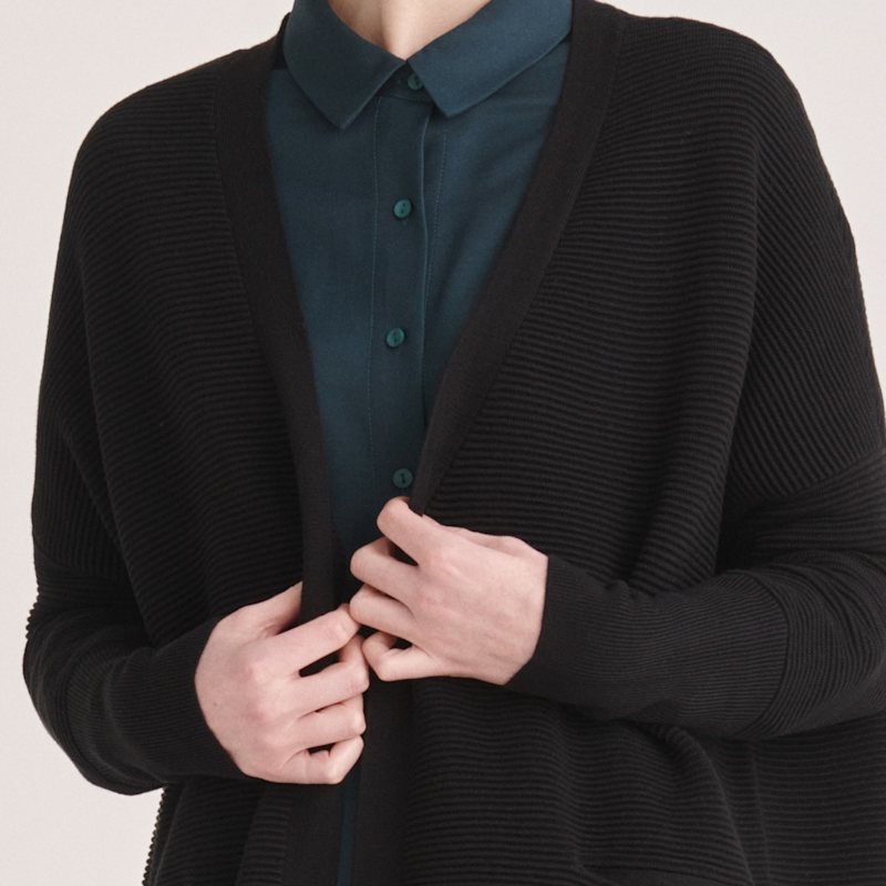 Thumbnail of Paisie Longline Ribbed Cardigan In Black image