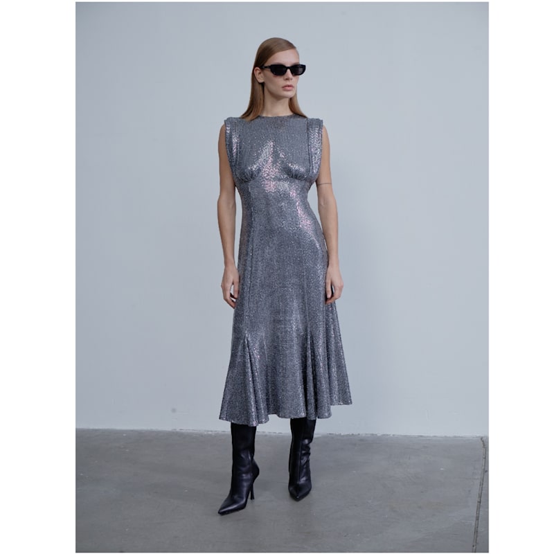 Lycee Sequin Midi Dress Silver / S