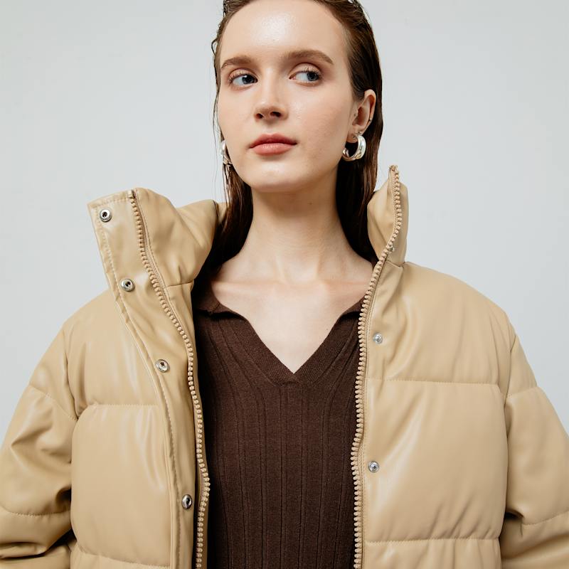 Thumbnail of Lyra Quilted Creme Leather Jacket image