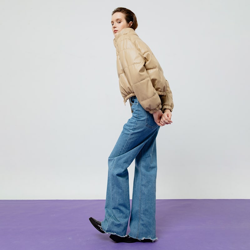 Thumbnail of Lyra Quilted Creme Leather Jacket image