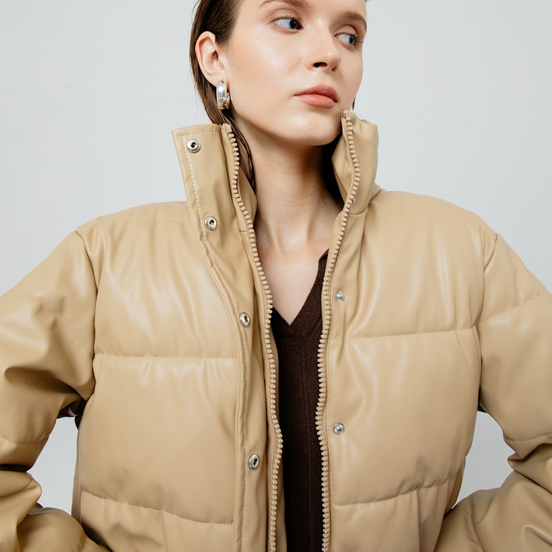 Thumbnail of Lyra Quilted Creme Leather Jacket image