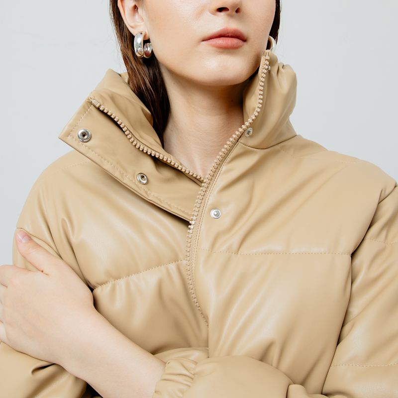 Thumbnail of Lyra Quilted Creme Leather Jacket image