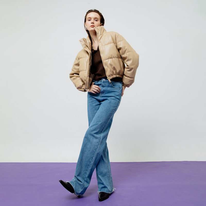 Thumbnail of Lyra Quilted Creme Leather Jacket image