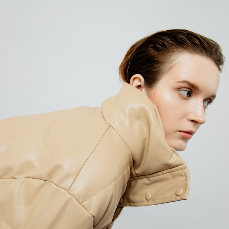 Thumbnail of Lyra Quilted Creme Leather Jacket image