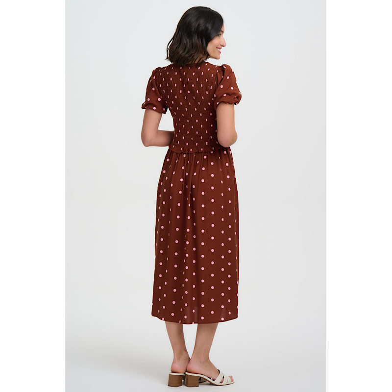 brown shirred midi dress ASOS DESIGN shirred bust cotton sateen midaxi sundress in chocolate