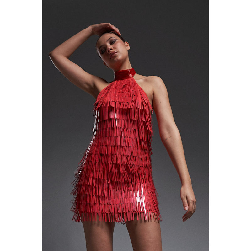 Lyric Dress In Fringe Sequins | RaeVynn | Wolf & Badger