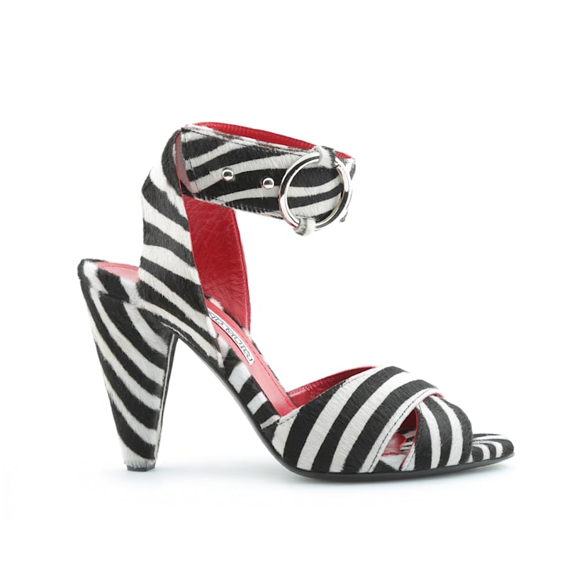 Thumbnail of Montana Black & White Zebra Print Calf Hair Heels image
