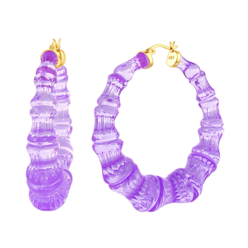 Thumbnail of Bamboo Hoop Earrings In Purple Grape image
