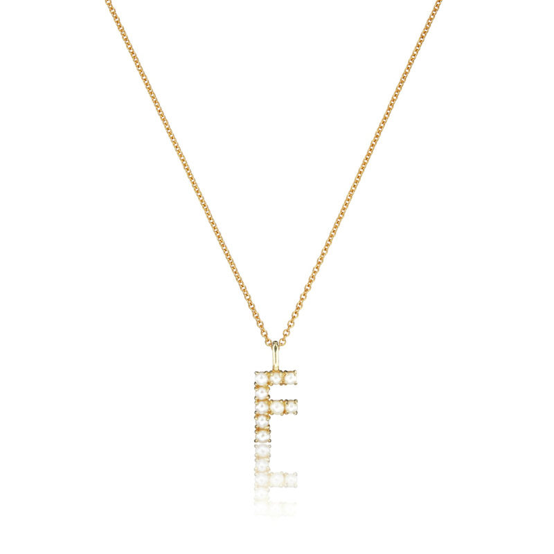 Thumbnail of Gold Pearl Initial Necklace image