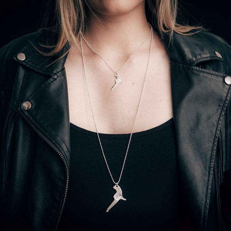 Thumbnail of Medium Silver Hand Gun Pendant Necklace image