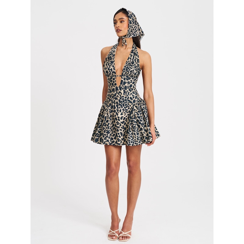 cheetah mini dress Jacqueline Backless Print Puffy S / 4-6 Sherri Hill 57474 is the ultimate short dress for turning heads with unapologetic charm at any special event Mackenzie Cheetah Print Halter Linen