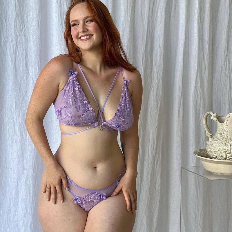Thumbnail of Madame X Lilac Lace Panty With Butterfly Detail image