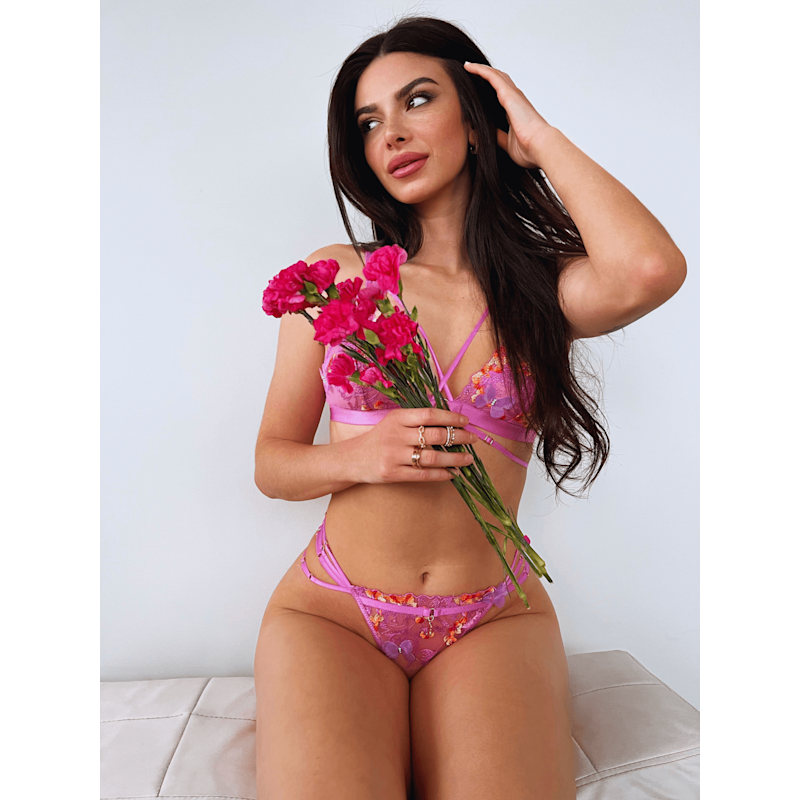 Thumbnail of Madame X Pink Lace G-String With Butterfly Detail image