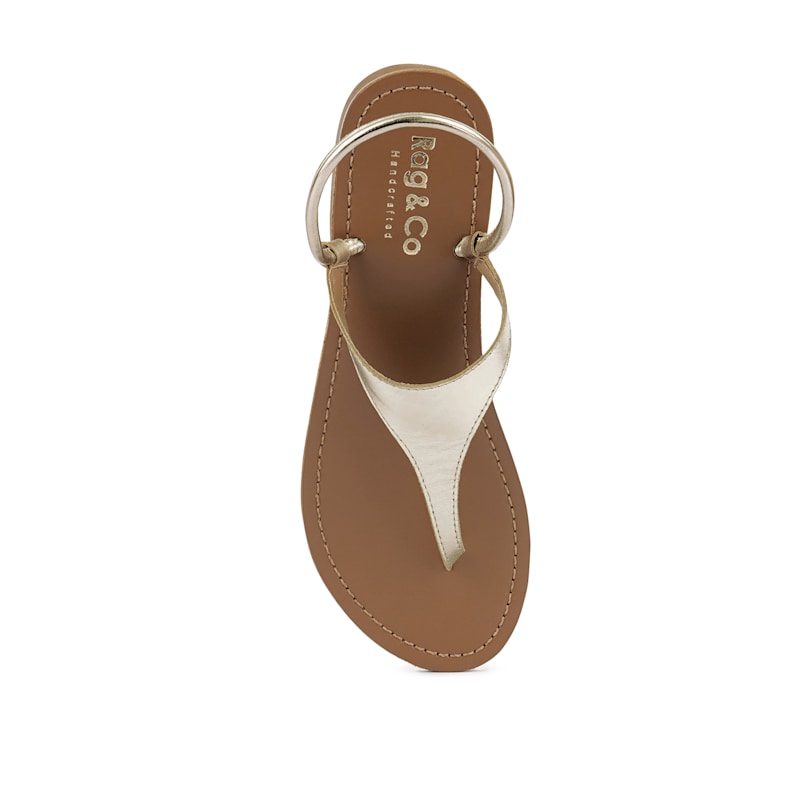 Thumbnail of Madeline Gold Flat Thong Sandals By Rag & Co image