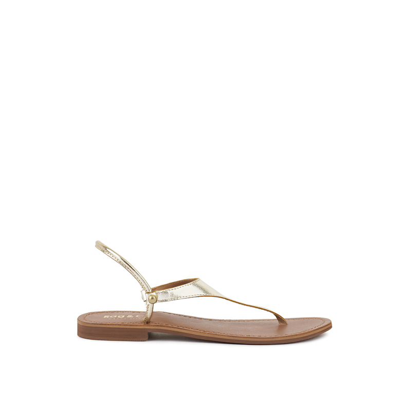 Thumbnail of Madeline Gold Flat Thong Sandals By Rag & Co image
