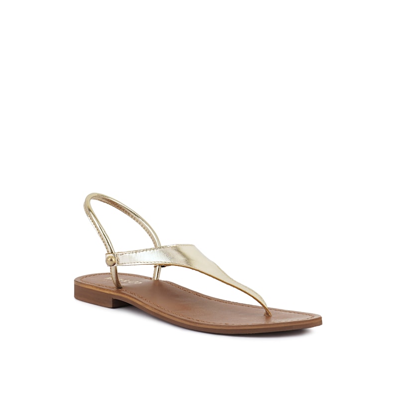 Thumbnail of Madeline Gold Flat Thong Sandals By Rag & Co image