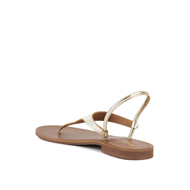 Thumbnail of Madeline Gold Flat Thong Sandals By Rag & Co image
