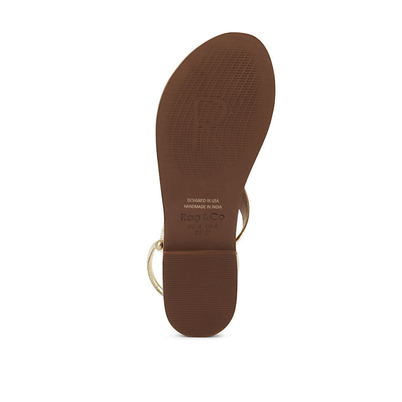Thumbnail of Madeline Gold Flat Thong Sandals By Rag & Co image