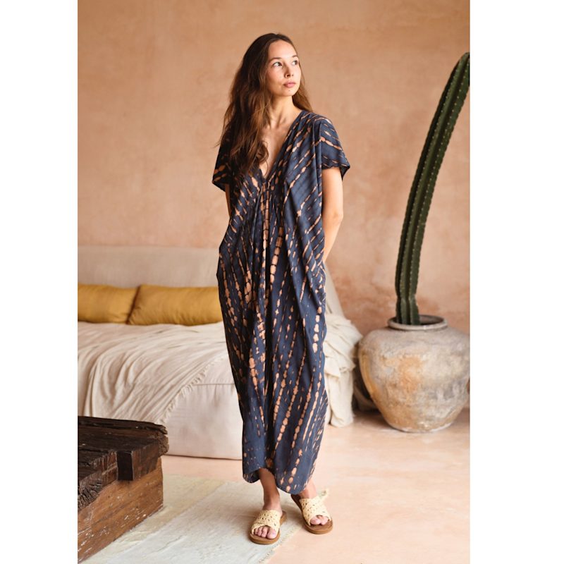 Thumbnail of Madella Hand Dyed Kaftan Dress In Deep Sea Blue image