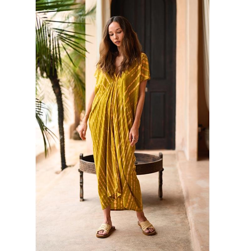 Thumbnail of Madella Hand Dyed Kaftan Dress In Lemongrass image