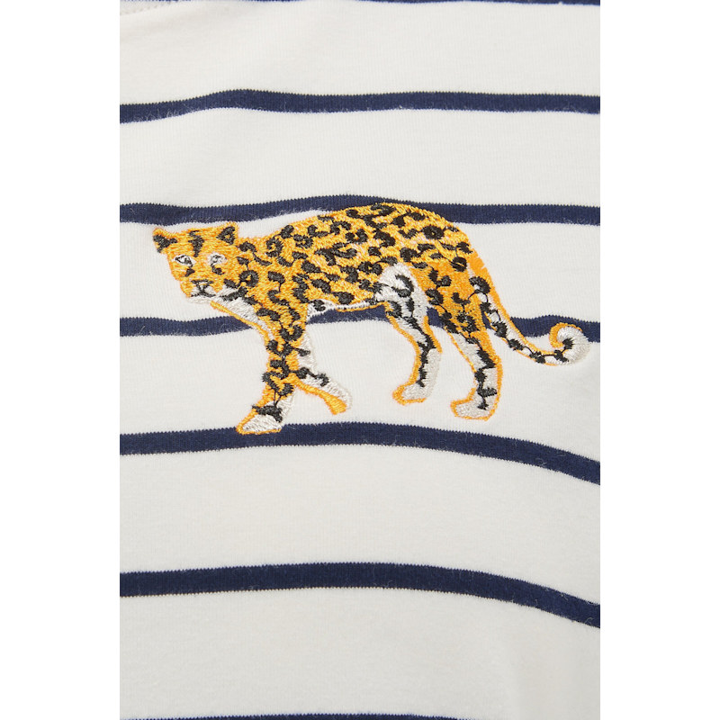 Thumbnail of Maggie T-Shirt, Off White Navy, Leopard Embroidery image